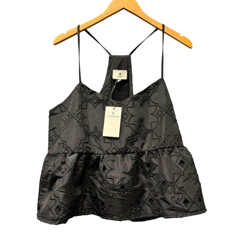 Tuckernuck Tank Blouse Womens XL Black Noir Night Allie Racerback Whimsigoth NEW
